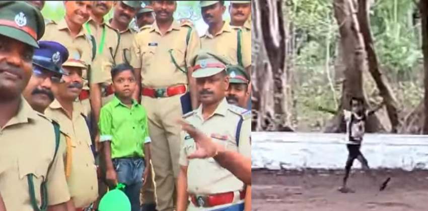 A 6-year-old boy is applauded after watching the parade of officials