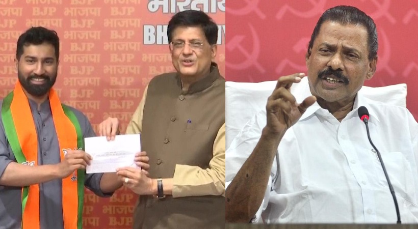 Images of Anil Antony and MV Govindan