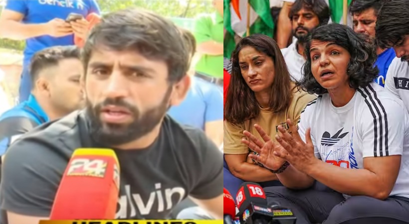Bajrang Punia and wrestlers in protest