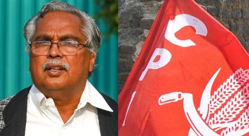 Image of Binoy Viswam and CPI flag