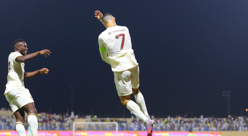 Cristiano Ronaldo celebraion in Al Nassr Jersey