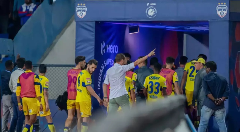Incensed by a refereeing decision, Kerala Blasters coach Ivan Vukomanovic waved at his players to walk off the field