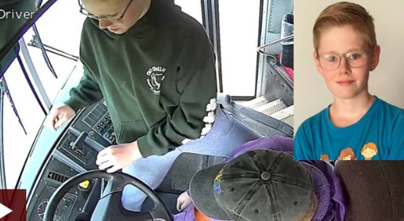 Driver lost consciousness 13 year old boy takes control of school bus