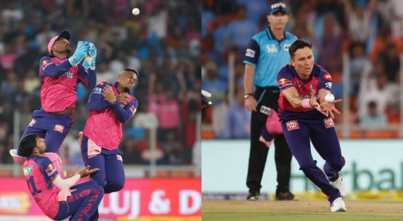Trent Boult caught Saha