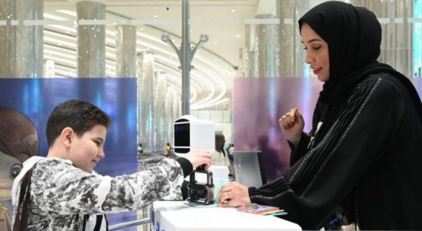 Immigration counters for children at Dubai airport