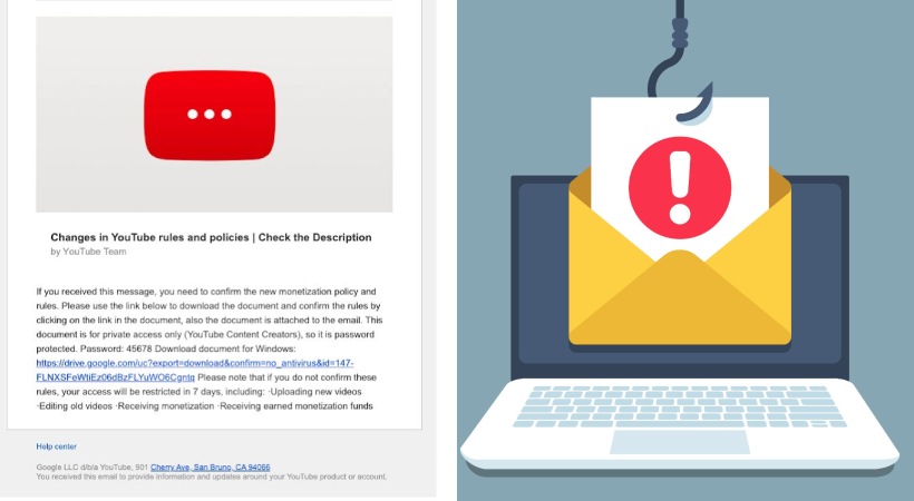 Youtube warns on hacking phishing