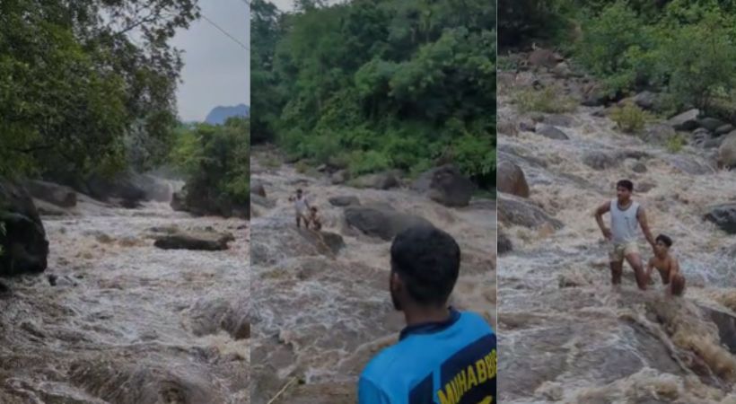 Kozhikode waterfalls flood Two people rescued
