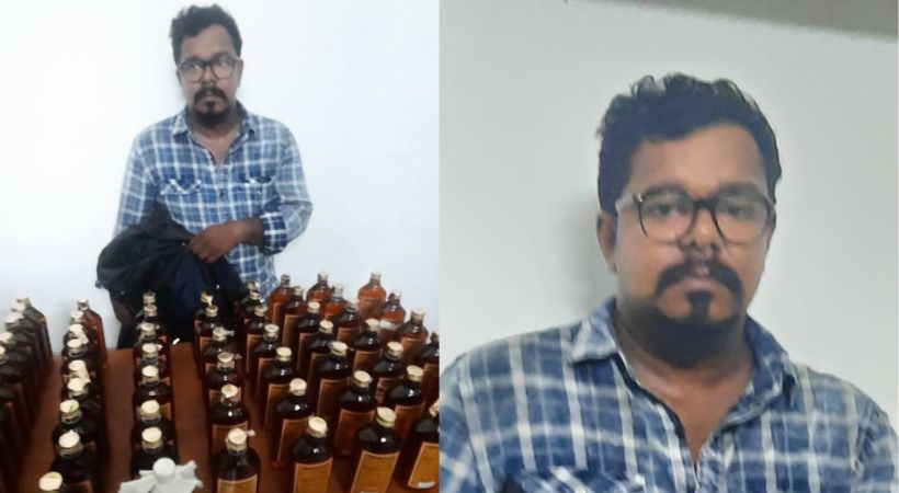 young man caught with 68 bottles of foreign liquor from Mahi