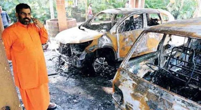 sandeepananda giri ashram fire case BJP criticizes CPIM