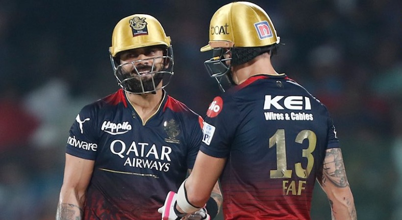 Images of Virat Kohli and Faf du plesis