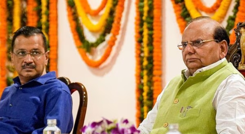 Image of Delhi CM arvind kejriwal and Vinai Kumar Saxena