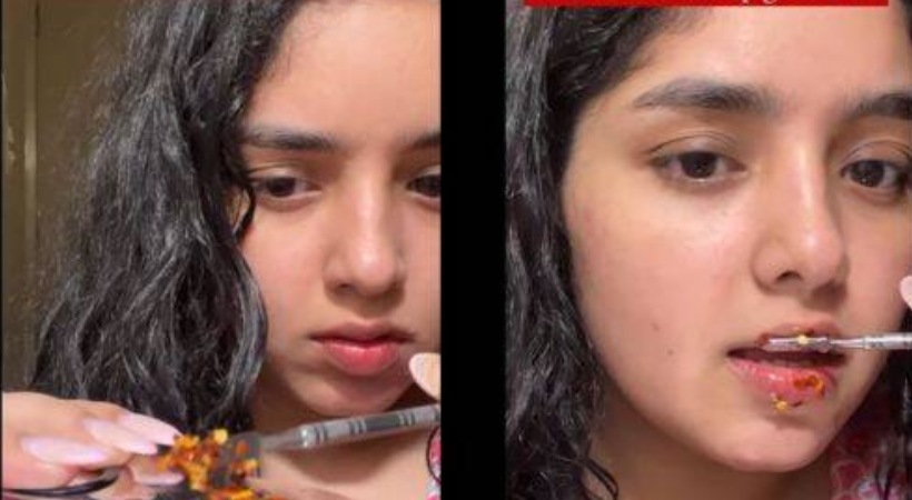 Viral chilli lip gloss challenge in Instagram