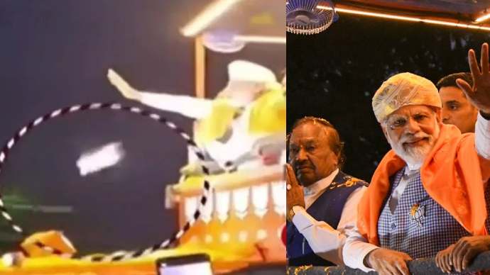 mobile-phone-thrown-at-pm-modi's-convoy-during-roadshow