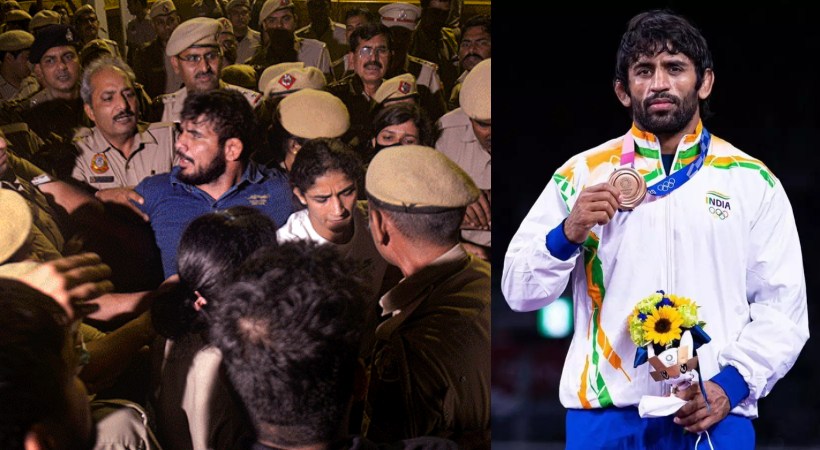 scuffle broke out between protesting wrestlers and Delhi Police, at Jantar Mantar