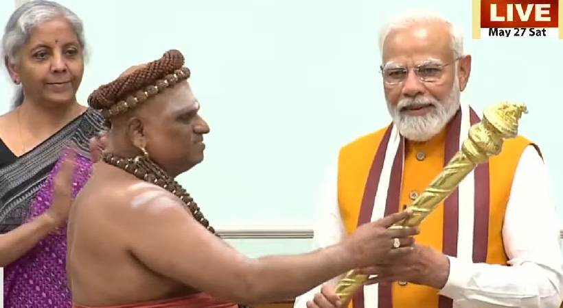 Golden scepter received by Narendra Modi