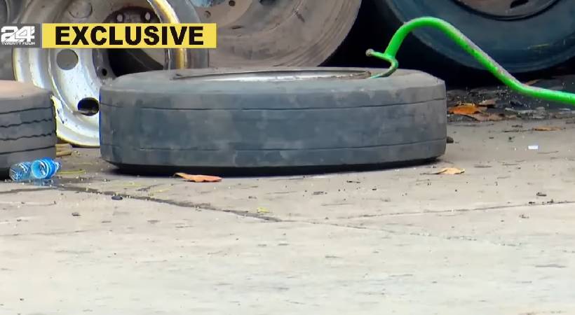kozhikode private bus owners use damaged tyre