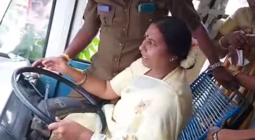 KGF MLA Roopakala drives bus Karnataka