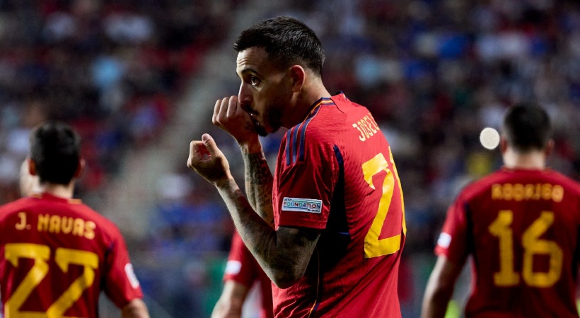 Image of Joselu Celbration for Spain on UEFA Nations League