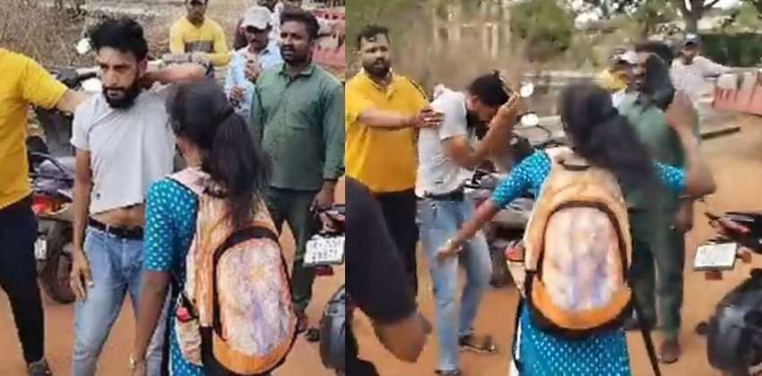 Man harasses college student beaten with slippers