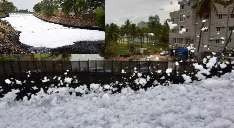 Foaming in Bengaluru Bellandur Lake