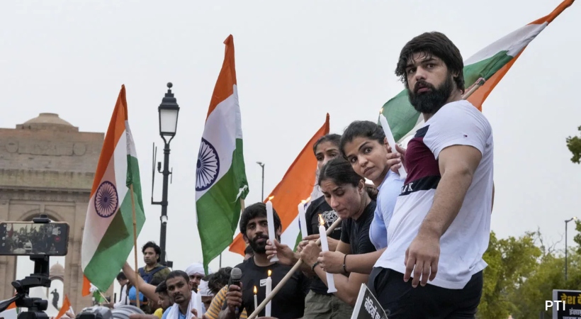 Protesting Wrestlers Asian Games