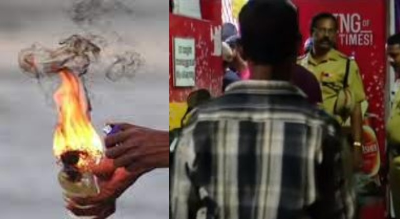 Petrol bomb attack in kochi bevco outlet
