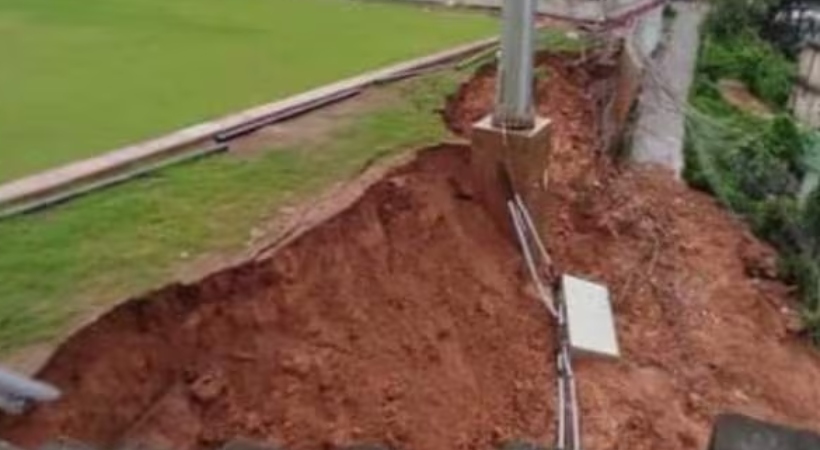 football stadium collapses Meghalaya