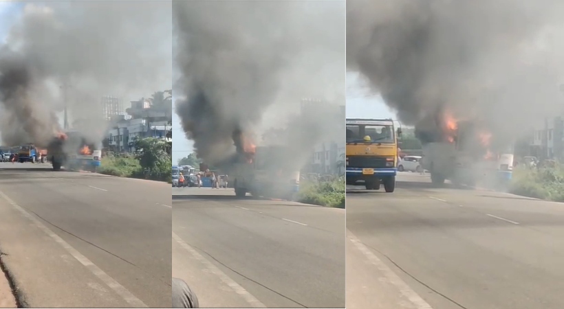 KSRTC bus caught fire in Thiruvananthapuram