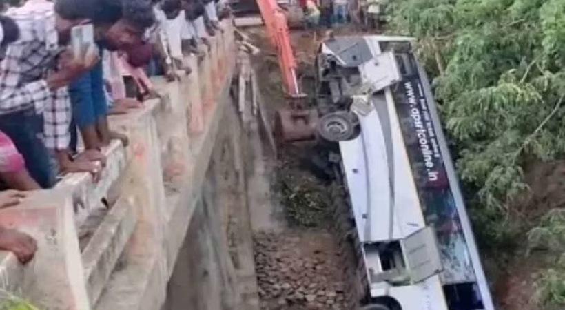 Child among 7 killed, 29 injured as bus falls into canal in Andhra Pradesh