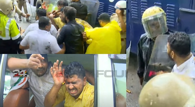 Clashes in Congress March; Lathi charge in Malappuram and Kasaragod