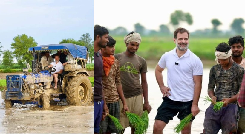 Rahul Gandhi Interacts With Farmers, Drives Tractor In Haryana's Sonipat