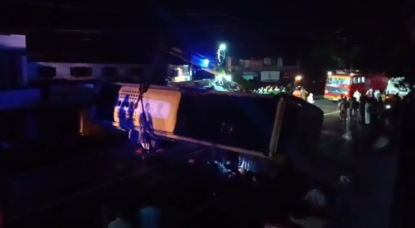 kannur bas lorry accident one death