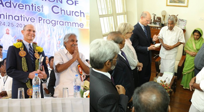 7th Day Adventist Church Global President Ted Wilson Condolences Oommen chandy