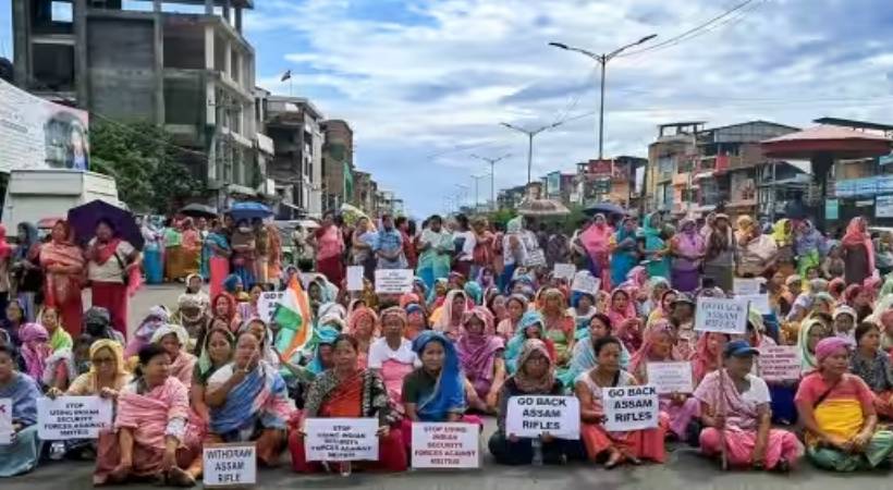Meitei community women protest