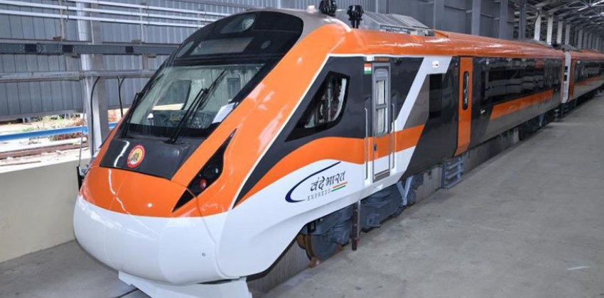 Orange Grey Coloured Vande Bharat Train tested on track