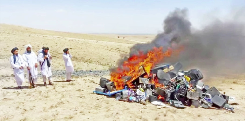 Taliban banned and burned musical instruments