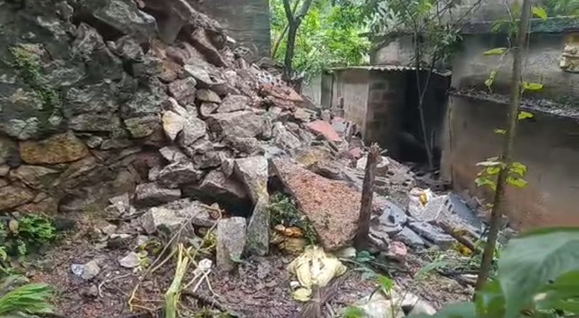 Houses damaged in heavy rain in Thiruvananthapuram