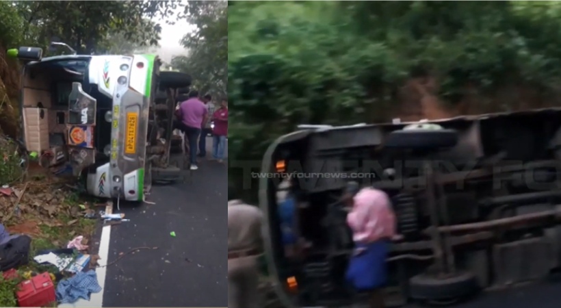 Bus carrying Sabarimala pilgrims overturned