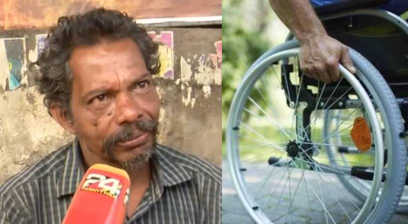 differently abled man not able to transport three wheeled cycle to home