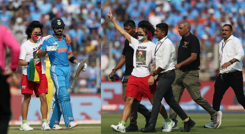 Palestine supporter invades field, hugs Virat Kohli during ODI World Cup final