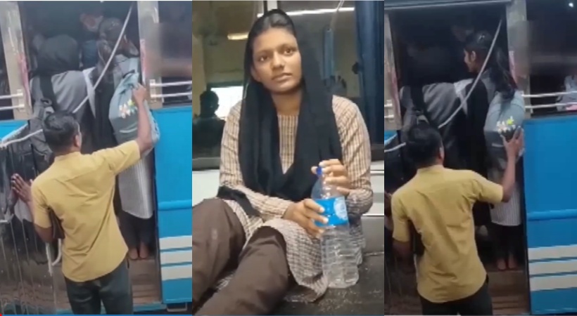 The student fell on the road from the moving bus