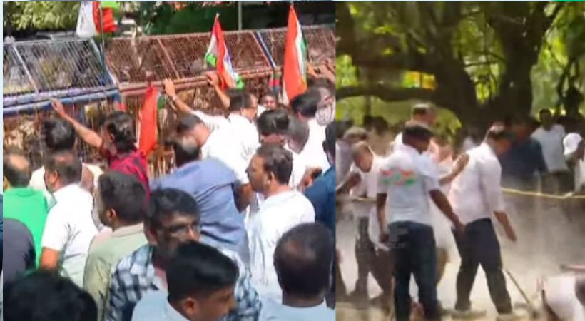 case against 15 youth congress workers for smashing pink police vehicle