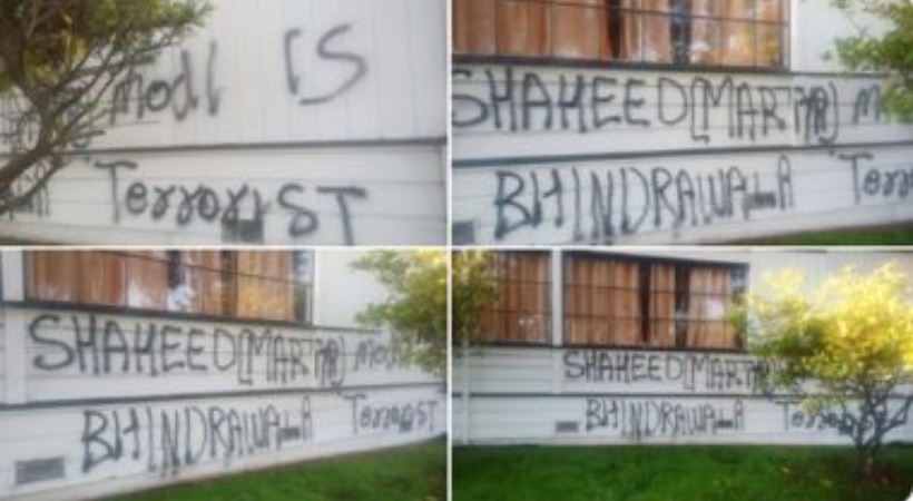 Hindu temple wall defaced with anti-India graffiti in US
