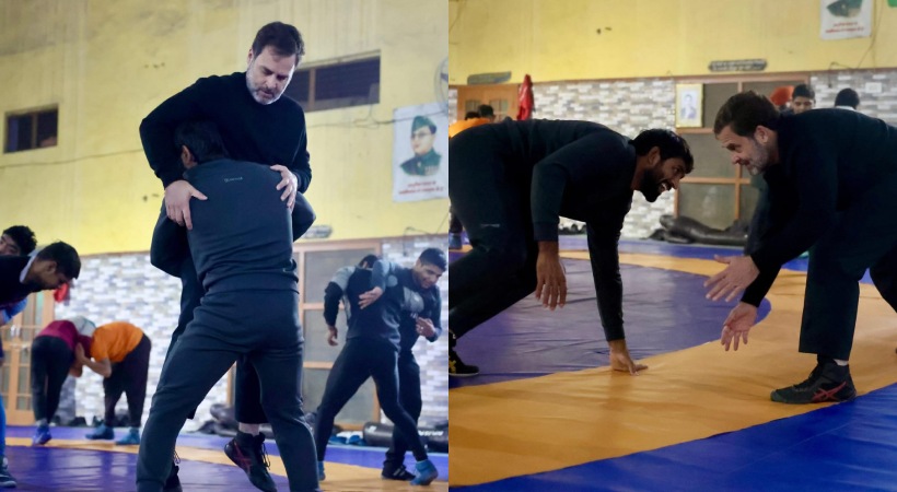 Rahul Gandhi meets Bajrang Punia, other wrestlers in Haryana