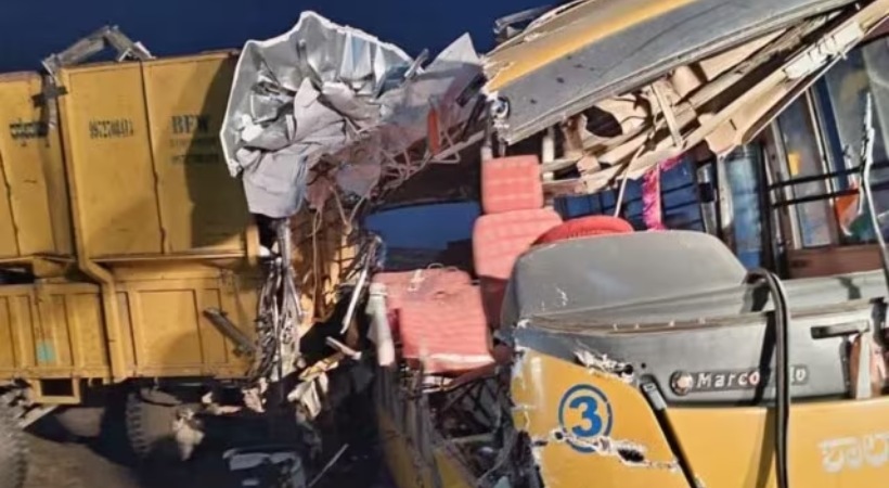 4 Students Killed As School Bus Collides With Tractor In Karnataka