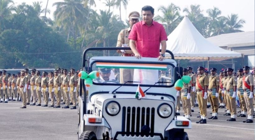 Muhammed Riyas using Contractors Jeep in Republic day parade