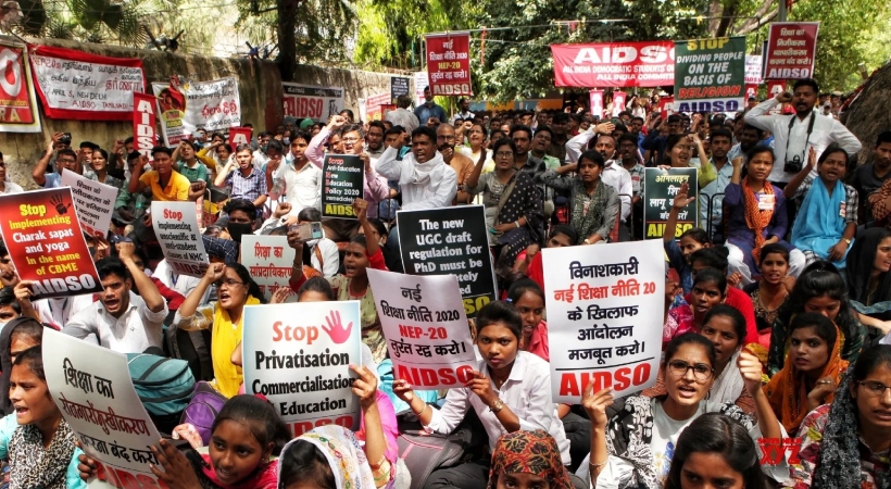 new education policy protest today