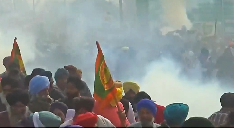Chaos at Haryana-Punjab border, tear gas fired to stop farmers’ march to Delhi