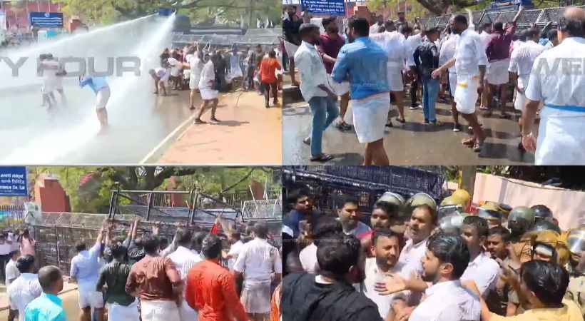 Youth congress protest Thiruvananthapuram welfare pension issue