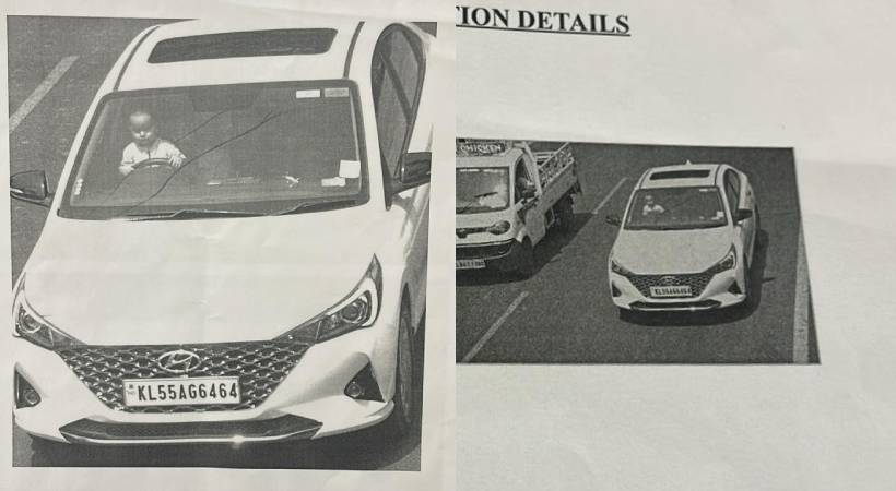 Driving with a three year old child on his lap in kozhikode license suspended